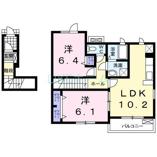 ラ・クラルテ(2LDK/2階)の間取り写真