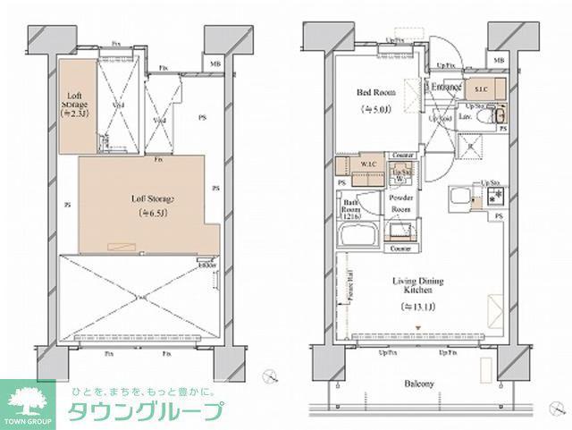 ブランシエスタ新丸子リバーフロント(1LDK/13階)の間取り写真