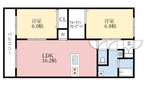 SERENA直方 A棟(2LDK/1階)の間取り写真