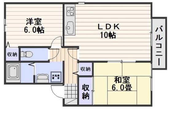 操山ハイツ(2LDK/2階)の間取り写真