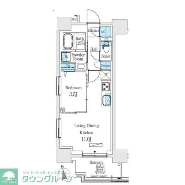 コスモグラシア浅草(1LDK/15階)の間取り写真