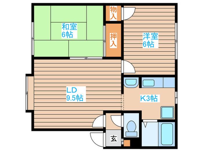 ハイツ96(2LDK/3階)の間取り写真
