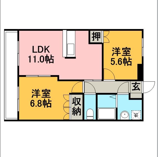 シーサイドヒルズHK-II(2LDK/1階)の間取り写真