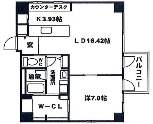 クレグラン京町堀(1LDK/6階)の間取り写真