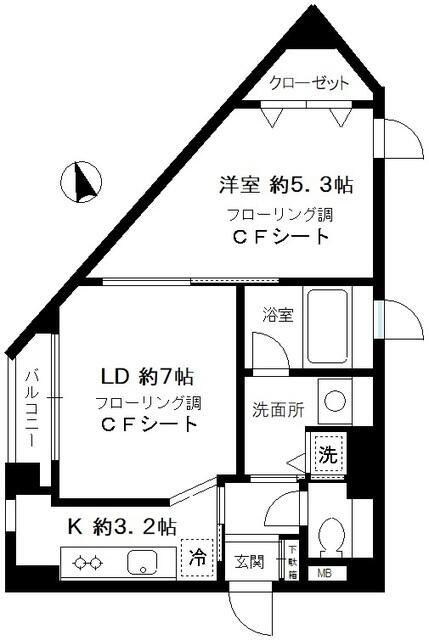 ライブリーコート(1LDK/2階)の間取り写真