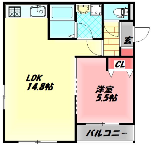 ヴァンベール大日(1LDK/1階)の間取り写真