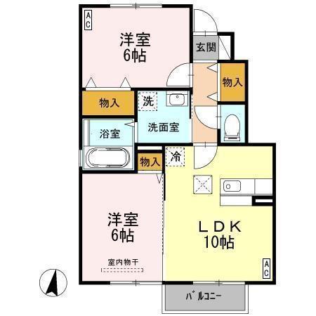 マ・シェリ ブラン A(2LDK/1階)の間取り写真