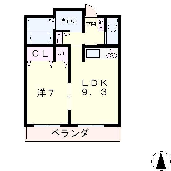 アベニール(1LDK/6階)の間取り写真
