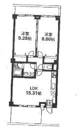 コリーヌ自由が丘(2LDK/3階)の間取り写真