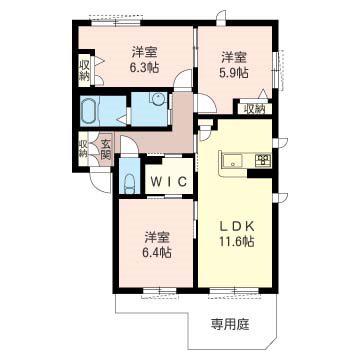 LA MIA CASA(3LDK/1階)の間取り写真