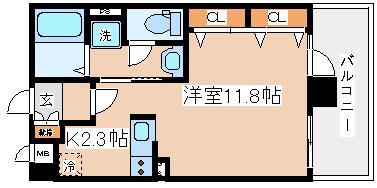 アドバンス神戸湊町(1K/6階)の間取り写真