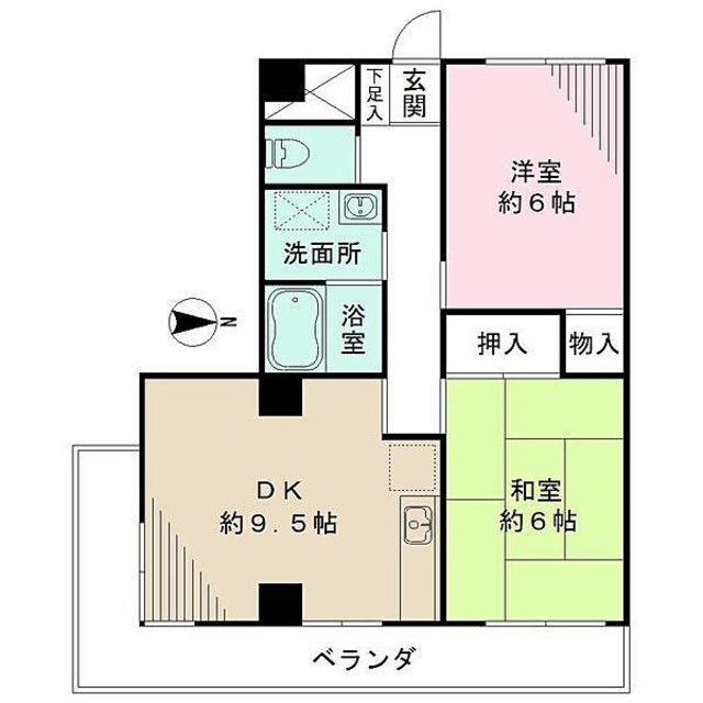 第一石原ビル(2DK/4階)の間取り写真