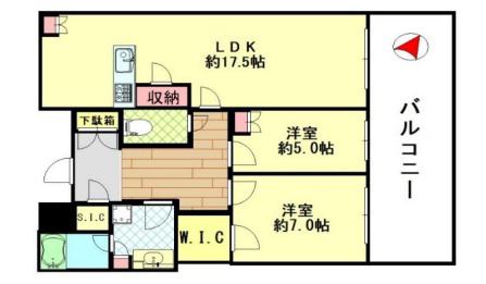 御影タワーレジデンス(2LDK/43階)の間取り写真