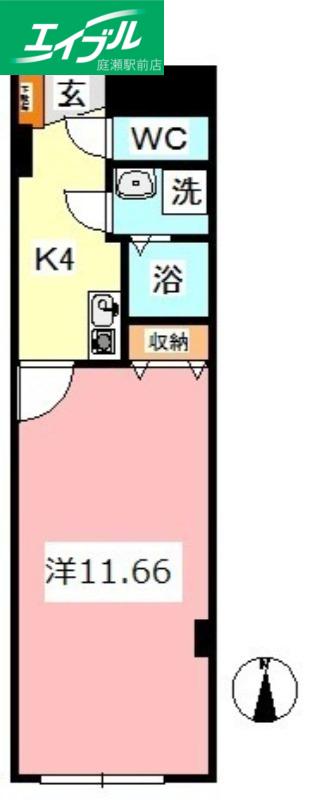 セントエルモ里庄(1K/1階)の間取り写真