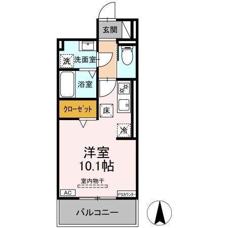 D-HILLS野口(ワンルーム/1階)の間取り写真