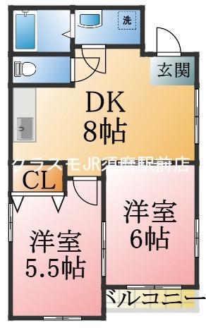 ベルトゥリー板宿イースト(2DK/2階)の間取り写真