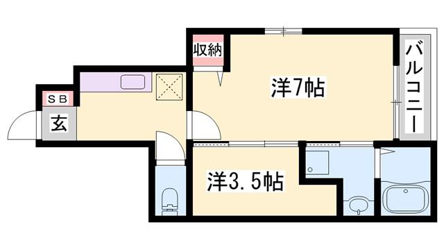 エスペランサIII(1K/1階)の間取り写真
