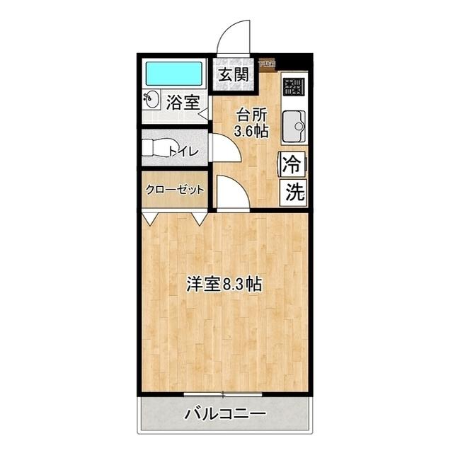 グランシェール(1K/2階)の間取り写真