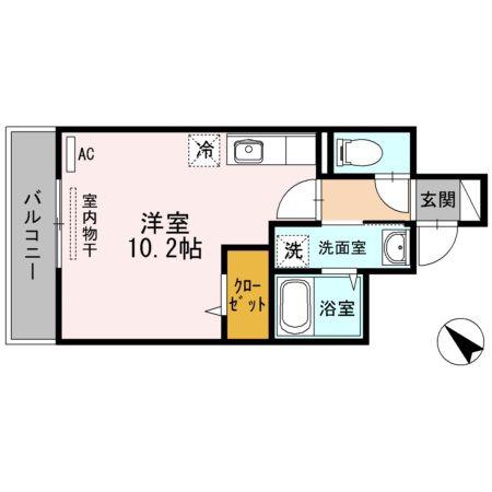 セントレドゥマーブルU(ワンルーム/2階)の間取り写真