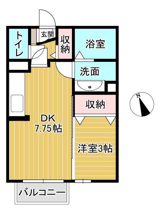 コーポクリスタル(1DK/1階)の間取り写真
