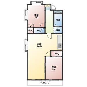 ドミール名東(2LDK/4階)の間取り写真