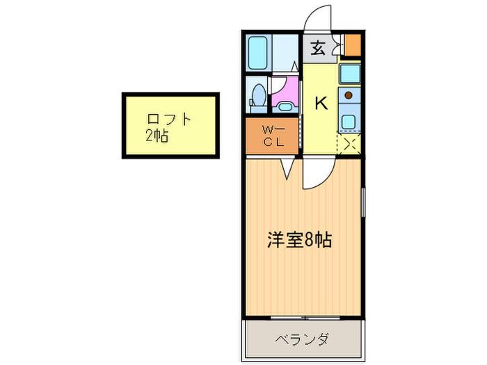 メゾン桂(1K/2階)の間取り写真