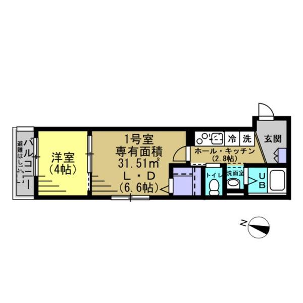 グランダ千葉(2K/2階)の間取り写真