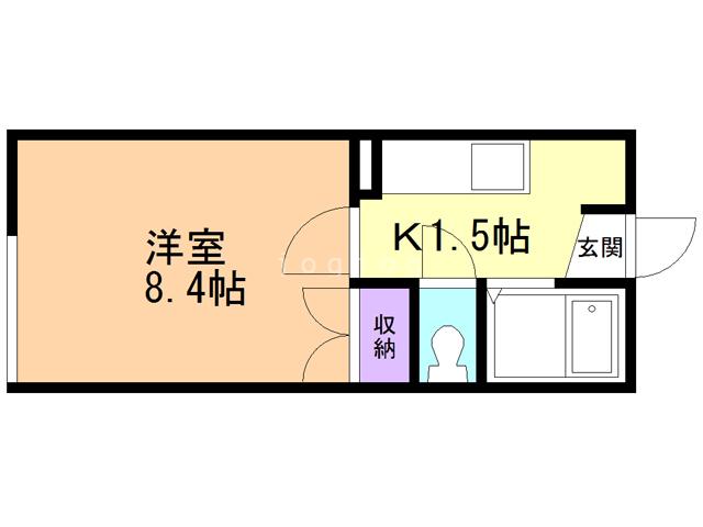 ドルチェヴィータI(1K/2階)の間取り写真