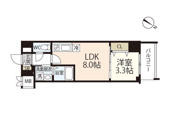 S-RESIDENCE広島駅ENABLE(1LDK/2階)の間取り写真