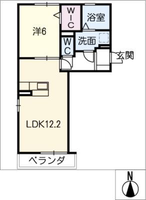 アズールII(1LDK/2階)の間取り写真