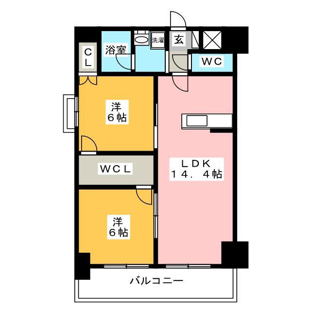 GRAND BLUEオオノ(2LDK/10階)の間取り写真