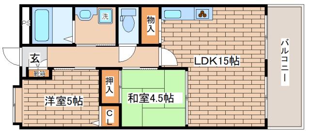 レーベン三宮(2LDK/5階)の間取り写真