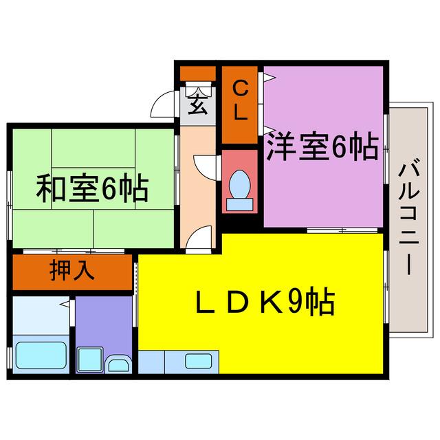 ファミールコート・K(2LDK/2階)の間取り写真