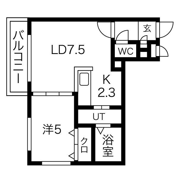 ビンゴセカンド(1LDK/3階)の間取り写真