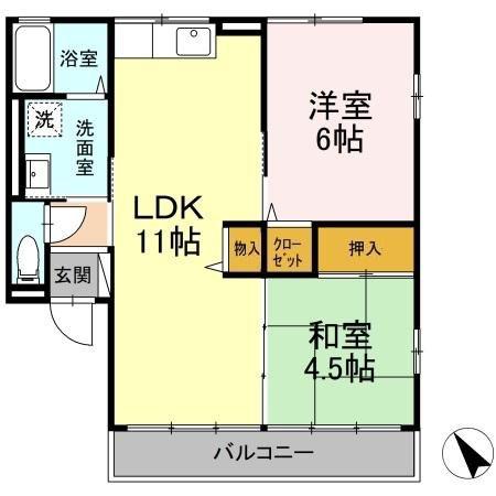 ウィンディ須屋I(2LDK/2階)の間取り写真