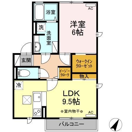 グリッター ヴィヴィ(1LDK/1階)の間取り写真