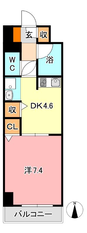 パルロイヤル東古松(1DK/5階)の間取り写真