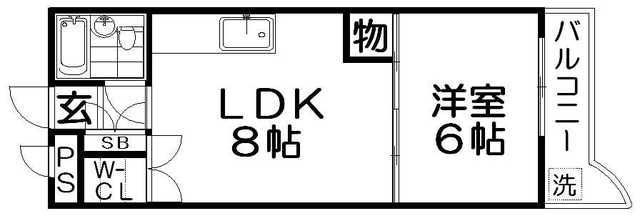 YNレジデンス香里(1LDK/5階)の間取り写真