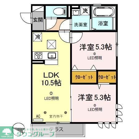 ROCK VILLAGE(2LDK/1階)の間取り写真