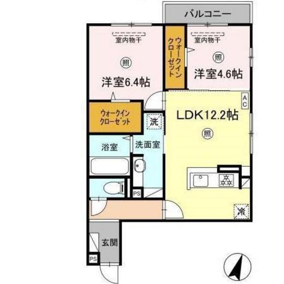 D-ROOM尾長東(2LDK/3階)の間取り写真