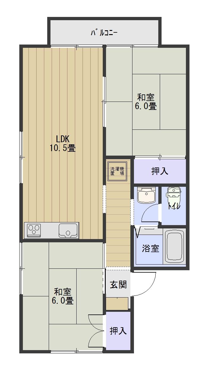 セジュール山内(2LDK/2階)の間取り写真