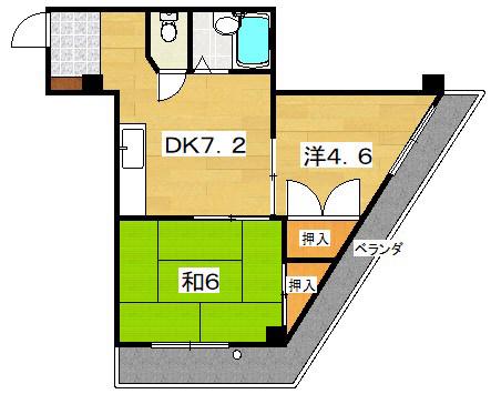 Mプラザ津田駅前弐番館(2DK/3階)の間取り写真