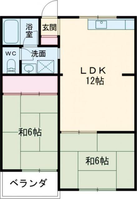 マンション浅名(2LDK/3階)の間取り写真
