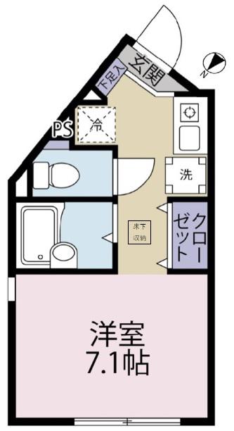 ルネコート高砂 B棟(ワンルーム/1階)の間取り写真