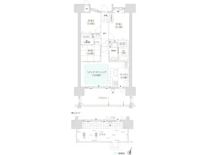 アーバンパレス香椎照葉(3LDK/17階)の間取り写真
