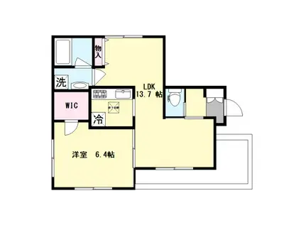 YMK-VILLAGE V(1LDK/1階)の間取り写真