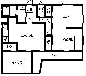 西草深レジデンス(3LDK/2階)の間取り写真