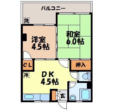 松尾ビル(2DK/2階)の間取り写真