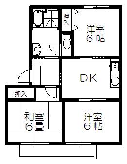 ディアスゆたか(3DK/2階)の間取り写真