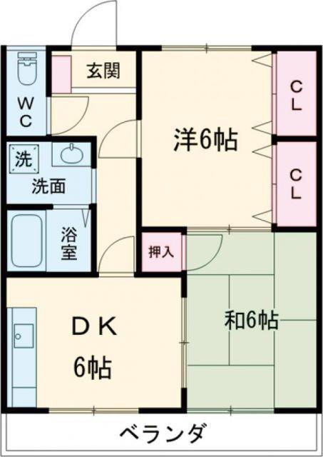 Yビル(2DK/2階)の間取り写真